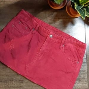 AE Distressed Corduroy burgundy Mini Skirt